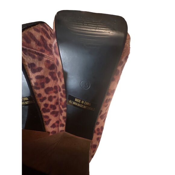 TrafLeopard Print Lace-Up Chunky Heel Womens Shoes By Truffle Collection Size 6. - Picture 7 of 8